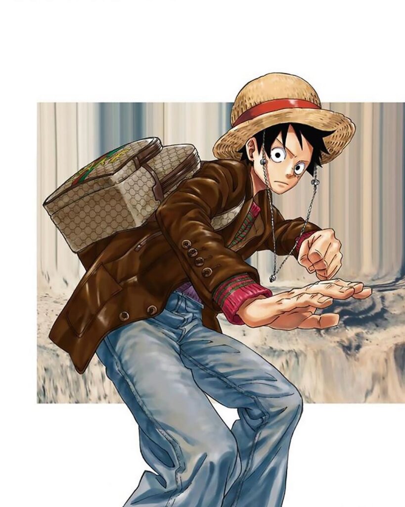 Luffy and Zoro pose for the high fashion brand Gucci - One Piece